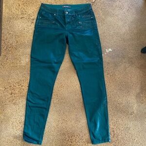 Level 99 coated‎ green skinny jean pants
